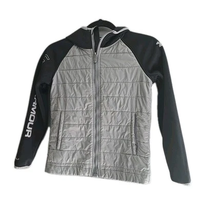 Under Armour Cold Gear Gray Full Zip Waterproof Hooded Jacket Boys Size Medium - Image 1 of 4