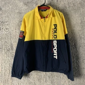 Chaqueta Polo Sport Ralph Lauren Vintage Grande Amarillo Azul Logo Cremallera Completa Para Hombre’s - Imagen 1 de 17