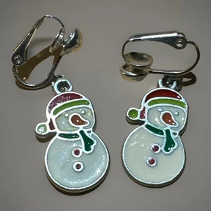 Vintage Snowman Lever Back Earrings  - Picture 1 of 2
