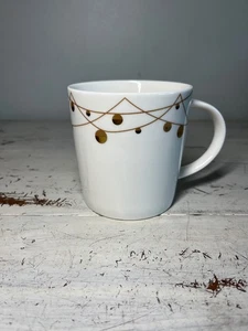 Starbucks Coffee Mug 2012 White New Bone China with Gold Christmas Garland Rim - Picture 1 of 4