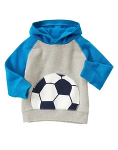 Gymboree Boys Blue Grey Soccer Hooded Sweatshirt NWT 6-12 m - Picture 1 of 1
