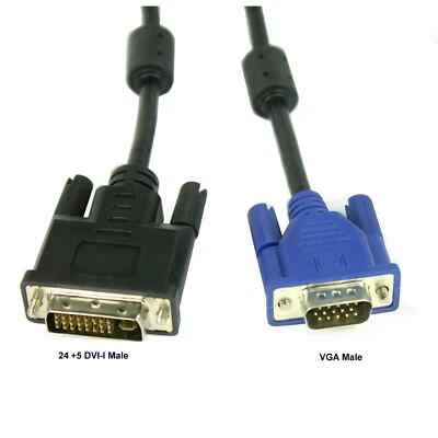 5 Feet Dual Link DVI-I (24+5 pin) Male to VGA Male Cable Adapter - Image 1 of 2