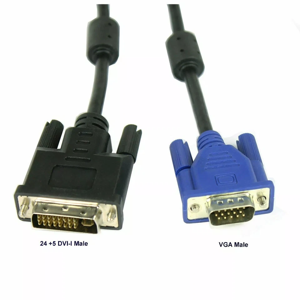 5 Feet Dual Link DVI-I (24+5 pin) Male to VGA Male Cable Adapter - Image 1 of 2