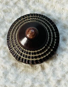 Vintage Decorative Wooden Button Brown Gold Sewing Accessory Crafts Notion - Picture 1 of 5