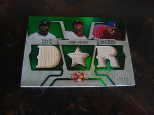 2008 Topps Triple Threads Baseball Triple Bat Ortiz Reyes Soriano Emerald 18