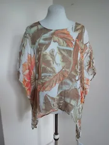 Chico’s S/M Linen Floral Tropical Side Slits Multi Poncho Caftan Tunic Size S/M - Picture 1 of 5