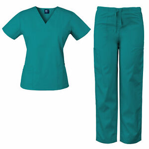 MedGear Women's Relaxed Scrubs Set, Eversoft Fabric, Multi-pocket Top and Pants