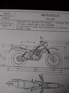 Moto suzuki Dr 500 Enduro Tarjeta Homologado Original 1981 Asi Fmi - Imagen 1 de 5