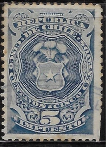1890s CHILE REVENUE TAX STAMP 5 CENTAVOS USED VF - Picture 1 of 1