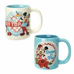 Disney Parks Mickey & Minnie Retro Sweet As Pie Coffee Mug Set of 2 NEW - Picture 1 of 3