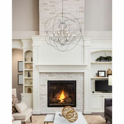 Lámpara de araña de cristal 25 lámpara pulido níquel globo vestíbulo comedor 63" Foto 1 de 4