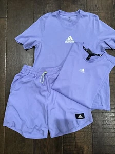 adidas Delicious Lilac aeroready Shorts & 2 Shirts Set Great Set All Size Medium - Picture 1 of 15