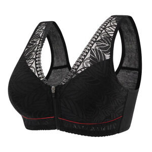 Lace Vest Sports Bra Lingerie Push Up Bra Women Underwear Front Zipper Wireless