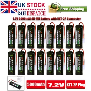 Batteria Ricaricabile 5000mAh 7.2V Ni-MH Pack Batteria RC con Connettore KET-2P - Foto 1 di 64