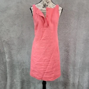 Banana Republic Sun Dress Womens 0 Coral 100% Linen Sheath Summer Minimalist - Picture 1 of 12