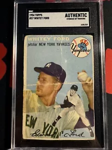 Tarjeta de béisbol 1954 Topps #37 Whitey Ford ** SGC auténtica/alterada ** de los Yankees de Nueva York - Imagen 1 de 1