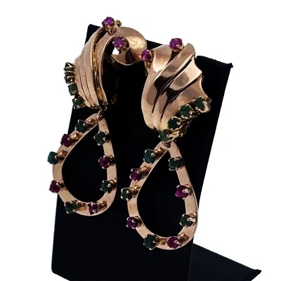 Rubin Smaragd Ohrringe Ohrstecker 585 Gold 14 Kt Gelbgold Wert 2590,- - Bild 1 von 4