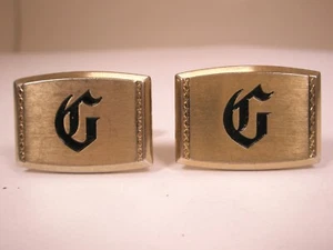 G Monogram Old English Font Initial Letter Name Vintage HICKOK USA Cuff Links - Picture 1 of 8