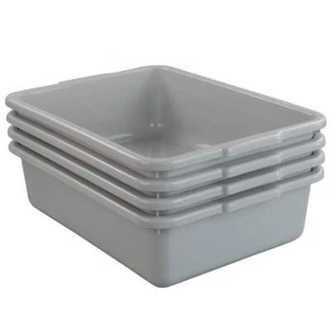 4 Packs 8l Small Commercial Bus Tubs Grey Bus Box Wash Basin 14.85" X 10.8" X - Picture 1 of 8