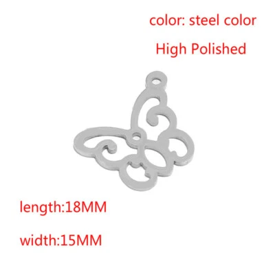 Colgante de 20 dijes de mariposa de acero inoxidable pulido para hacer joyas hágalo usted mismo Foto 1 de 4