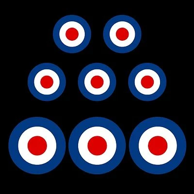 HEALTH&SAFETYDIRECT RAF MOD - Roundel Target - x3 100mm - x5 50mm Sticker - van, car, scooter, vespa