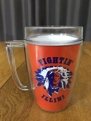 VINTAGE RARE FIGHTIN’ ILLINI UNIVERSITY OF ILLINOIS CHIEF ILLINIWEK MUG CUP - Image 1 of 4