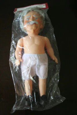 Caja de música Fibre Craft 13" muñeca abuelo #3208 pelo gris ojos azules 1992 nuevo de stock Foto 1 de 4