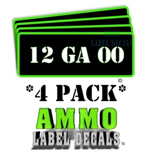 12 GA 00 Lata de Munición Etiquetas Estuche de Municiones Calcomanías 3"x1" Esquinas Redondeadas GRbkRD - Imagen 1 de 1