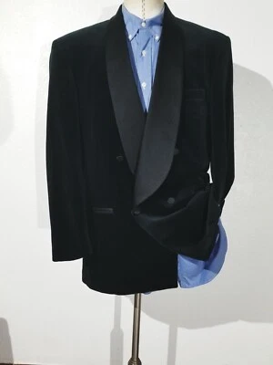 Vtg 43L Pierre Cardin Black Velvet Shawl Satin Lapel Jacket Blazer Sport Coat - Image 1 of 4