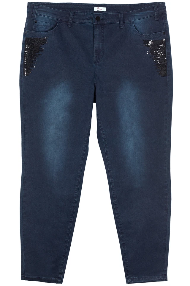 sheego Stretchjeans Skinny Slim Jeans Dunkelblau Damen Denim Größe 52 54 58 - Bild 1 von 1