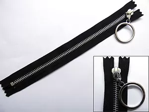 Zip, Zipper, Hanging Ring Puller, Closed End, Metal, YKK, Black - Picture 1 of 16