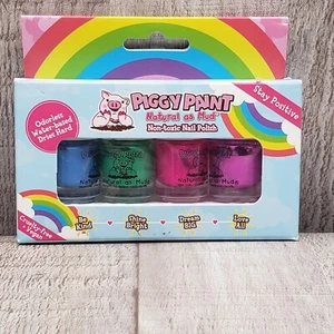 Piggy Paint Natural as Mud 4 Rainbow Nail Polishs Non Toxic Odorless Water Based - Picture 1 of 3