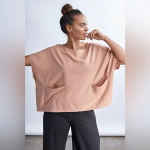 Jamie + The Jones The Pocket Box Top 100% Raw Silk Blush Medium- Still $168 - Picture 1 of 9