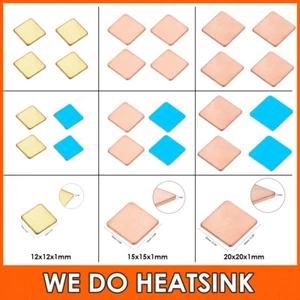 12x12mm 15x15mm 20x20mm Pure Square Copper Heatsink Without or With Thermal Tape - Photo 1/15