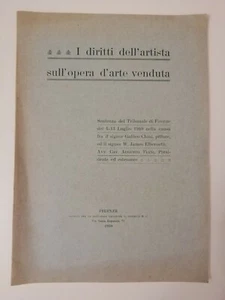 I DIRITTI DELL'ARTISTA SULL'OPERA D'ARTE VENDUTA - 1910 - G. SPINELLI & C. - Picture 1 of 1