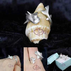 Sterling Silver Port Jackson Shark Satin Wrap Ring Crested horn Bullhead Shark - Picture 1 of 10