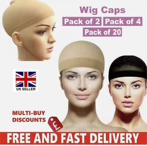 2 - 20 pieces Wig Caps Unisex Nylon Stretch Hair Liner Breathable Stocking UK - Picture 1 of 15