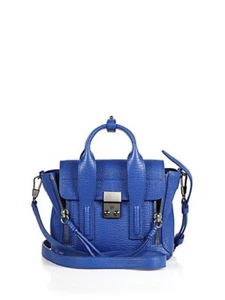 NWT 3.1 Phillip Lim Pashli Mini Shark-Embossed Calfskin Leather Satchel Cerulean - Picture 1 of 14