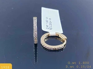 Diamond Hoop Earrings 14k Gold Natural Diamonds Yellow Gold Fine Jewelry - Picture 1 of 3