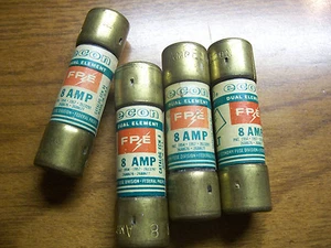 Lot of 4 Vintage ECON. Dual Element 8 Amp FPE Fuse  250v - Picture 1 of 1