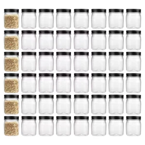  8oz Clear Plastic Mason Jars with Flip Top Lids - Reusable, BPA-Free, Mul - Picture 1 of 5