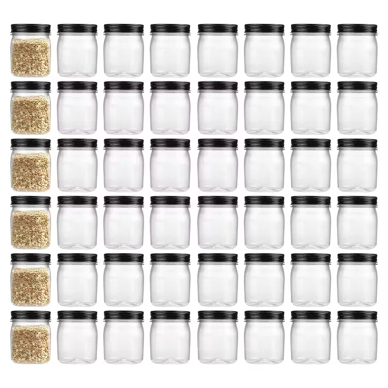 8oz Clear Plastic Mason Jars with Flip Top Lids - Reusable, BPA-Free, Mul - Image 1 of 4