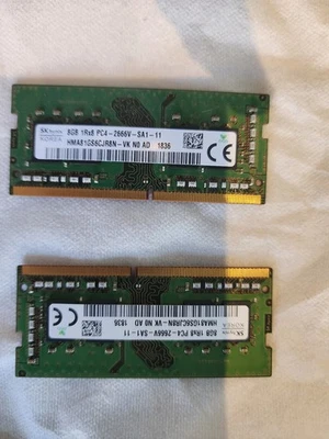 (2) x 8GB DDR4 2666MHz RAM PC4-21300 SODIMM 1Rx8 Laptop Memory | 16GB TOTAL - Image 1 of 2