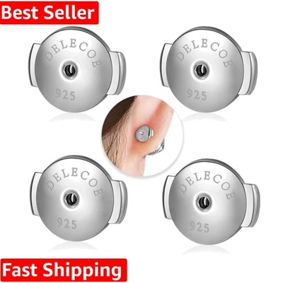 Respaldos de pendientes de bloqueo - Chapados en oro blanco de 18 quilates e hipoalergénicos para un ajuste seguro Foto 1 de 4