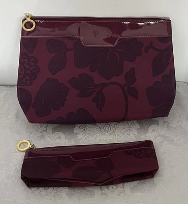 ESTEE LAUDER Juego de 2 BOLSAS DE VIAJE MAQUILLAJE COSMÉTICO MORADO MORADO • NUEVAS Foto 1 de 4