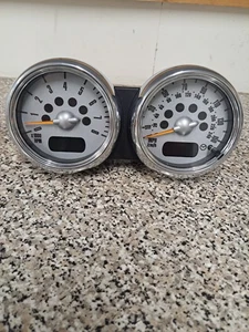 Mini Cooper S One R50 R52 R53 Genuine Chrome Face-Lift Dual/Twin Clocks 04-06 - Picture 1 of 10