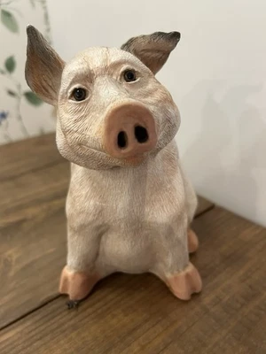 大型猪釉陶瓷雕像收藏品 7.5 英寸高 x 8 英寸长 — 第 1/4 张图片