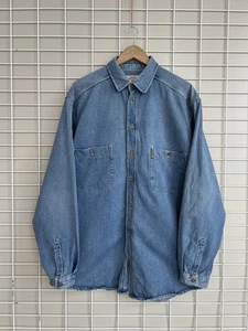 Armani Jeans Heavy Denim Button Shirt Mens Size M/L Vintage Collared Overshirt - Picture 1 of 16