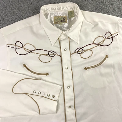 Roper Western Shirt Mens 2XL Embroidered Smile Pocket Pearl Snap Cowboy Country - Image 1 of 4