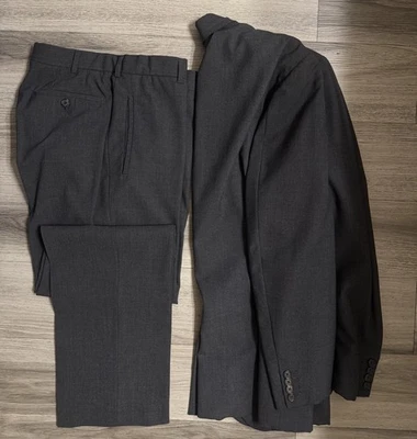 Vintage PRADA  Suit Mens wool blend charcoal solid Made in Italy sz 40R W32X31 - Image 1 of 4